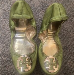Tory Burch Green Ballet Flats Size 9.5
